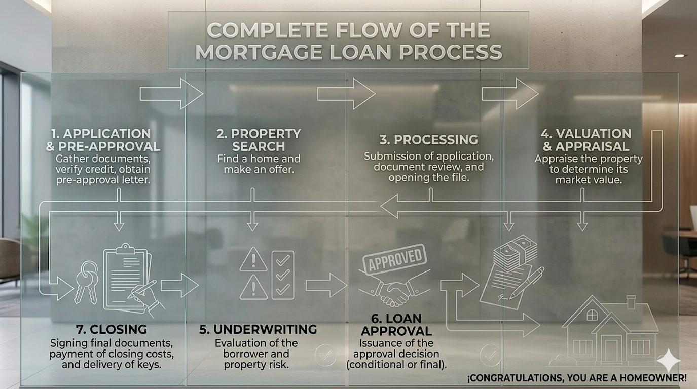 Complete Flow of the Mortgage Loan Process — 7 steps from Application to Closing